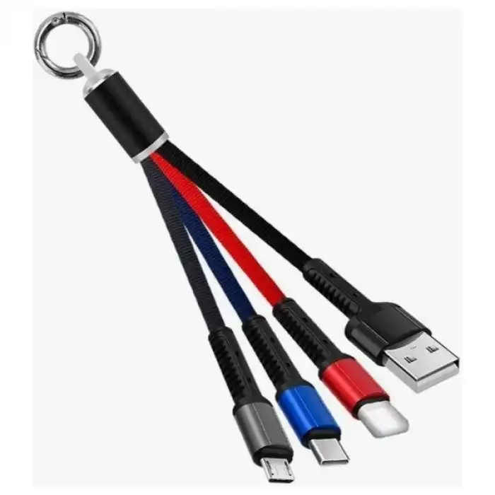 AsilTech Anahtarlık Çoklu Şarj Kablosu 4 Başlıklı