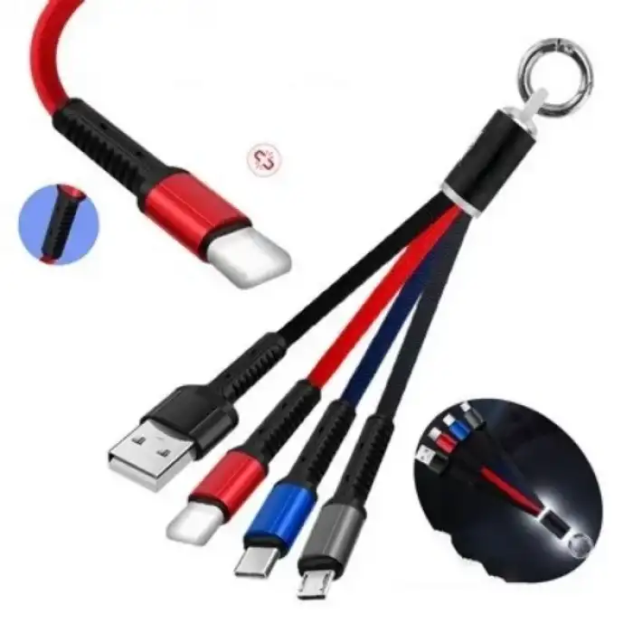 AsilTech Anahtarlık Çoklu Şarj Kablosu 4 Başlıklı