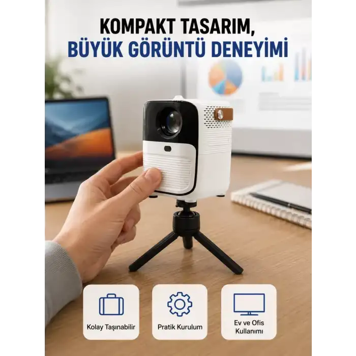 AsilTech Android Sistemli Mini Projektör – Uygulama Destekli Akıllı Kullanım Yeni Nesil