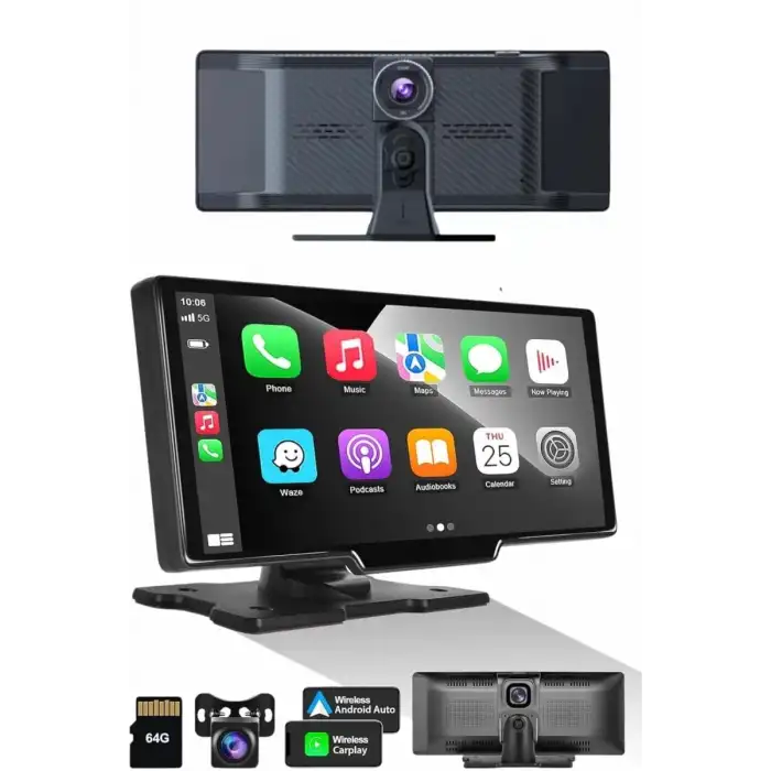 AsilTech Android ve İOS Uyumlu Ön Arka Çift Kameralı Araç Ekranı Dokunmatik CarPlay
