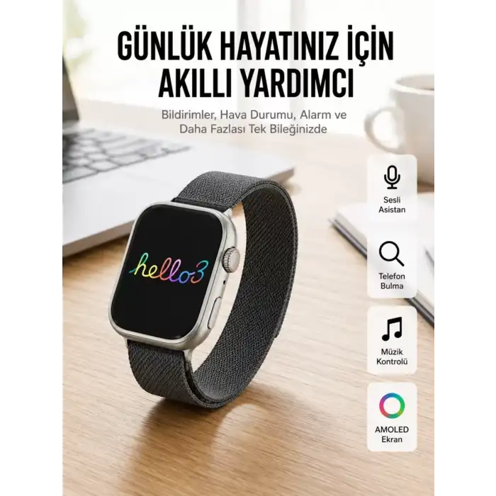 AsilTech Android ve İOS Uyumlu Uyku ve Sağlık Takibi Yapabilen 3 Kordonlu Akıllı Saat