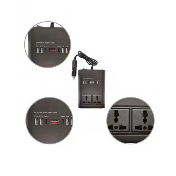 AsilTech Araç Elektrik Dönüştürücü Çoklu USB Çıkışlı 150W İnvertör