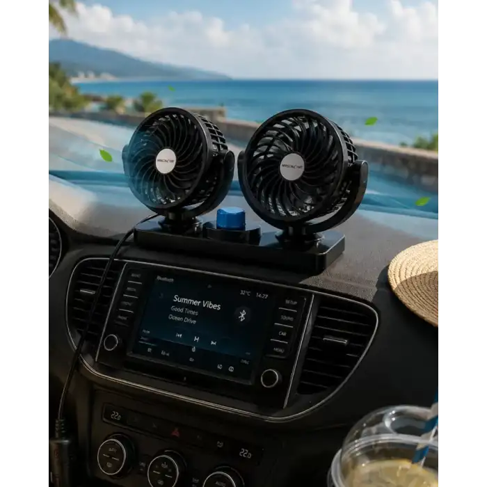 AsilTech Araç İçi Fan 2 Kademeli Oynar Başlıklı Sessiz Oto Vantilatör