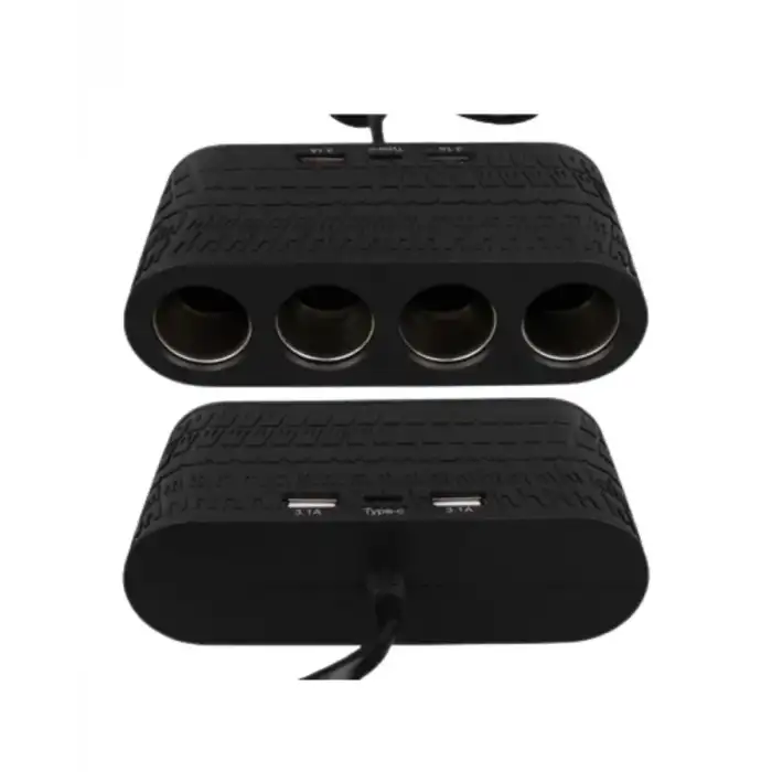AsilTech Araç İçi Güç Dağıtıcı 4 Çakmaklık 2 USB 1 Type C Şarj Ünitesi