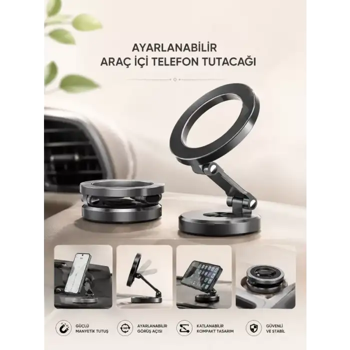AsilTech Araç İçi Telefon Tutacağı Manyetik Tasarım Ayarlanabilir