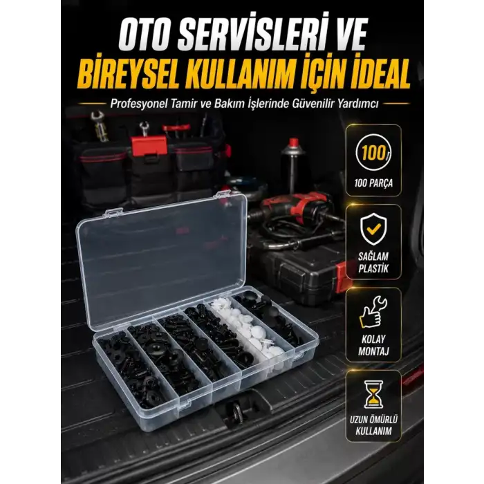 AsilTech Araç Kapı Döşemesi ve Tampon Klipsi Seti Universal Plastik Sabitleme Klipsi 100 Parça