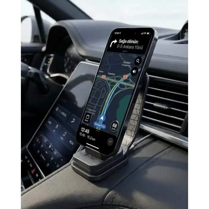AsilTech Araç Konsol Telefon Tutucu 360° Döner Katlanabilir Stand