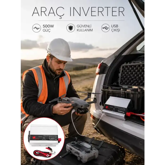 AsilTech Araçtan Ev Tipi Priz 500W Kullanımı İnvertör