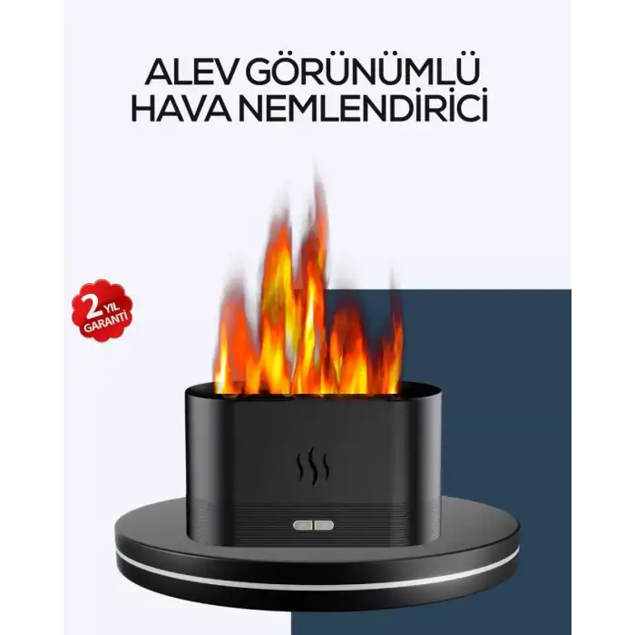 AsilTech Aromatik Oda Kokusu Difüzörü Alev Tasarımlı LED Işıklı Nemlendirici