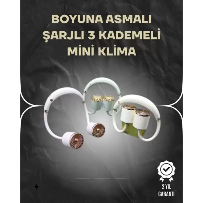 AsilTech Asılabilir Mini Boyun Fanı | 1000mAh Şarjlı, Turbo Güçlü Rüzgar