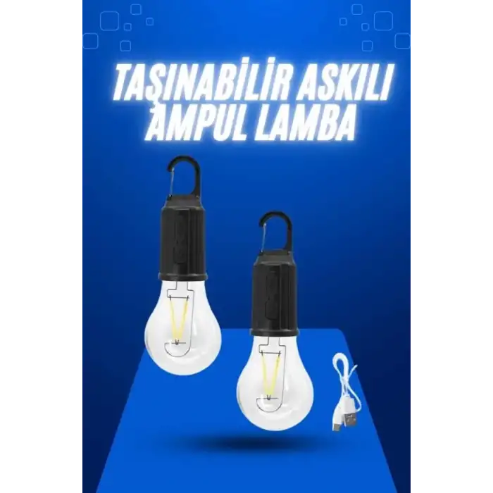 AsilTech Askılı Kırılmaz Led Işık Kamp Bahçe Lambası Taşınabilir Led Ampul Şarjlı