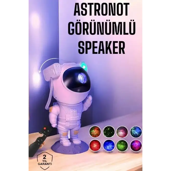 AsilTech Astronot Bluetooth Hoparlör Gökyüzü Projektör Gece Lambası