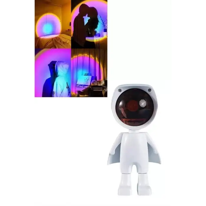 AsilTech Astronot Işık Projektörü Gökkuşağı Projeksiyon Gece Lambası Hediyelik