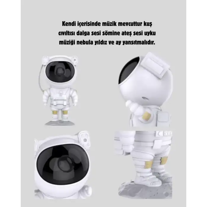 AsilTech Astronot Projeksiyon Lambası Bluetooth Müzikli ve Uzaktan Kumandalı