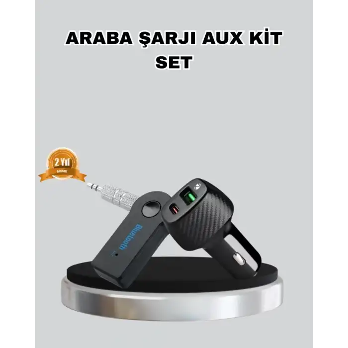 AsilTech AUX Bluetooth Adaptör ve 38W Hızlı Araç Şarj Cihazı Seti