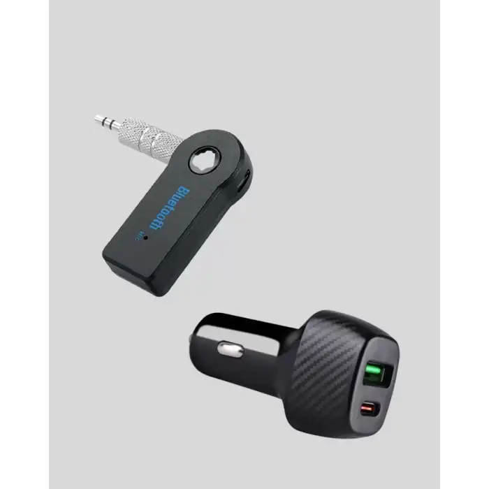 AsilTech AUX Bluetooth Adaptör ve 38W Hızlı Araç Şarj Cihazı Seti