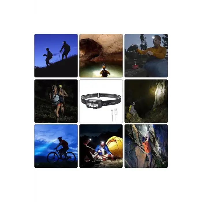 AsilTech Ayarlanabilir Kafa Lambası Type-C Şarjlı Kompakt Kamp Lambası