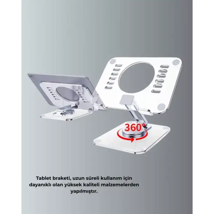 AsilTech Ayarlanabilir Şeffaf Tablet Standı Kaymaz Silikon Tabanlı