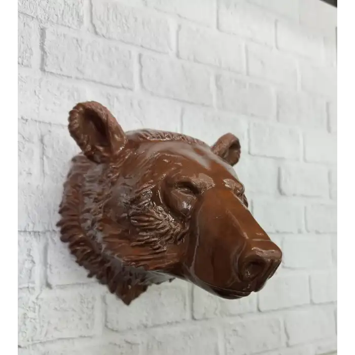AsilTech Ayı Başı Duvar Dekoru Modern Asılabilir Heykel 25x19 cm