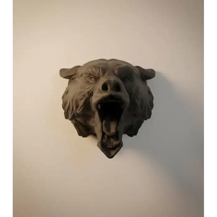 AsilTech Ayı Tasarım Siyah 3D Duvar Heykeli
