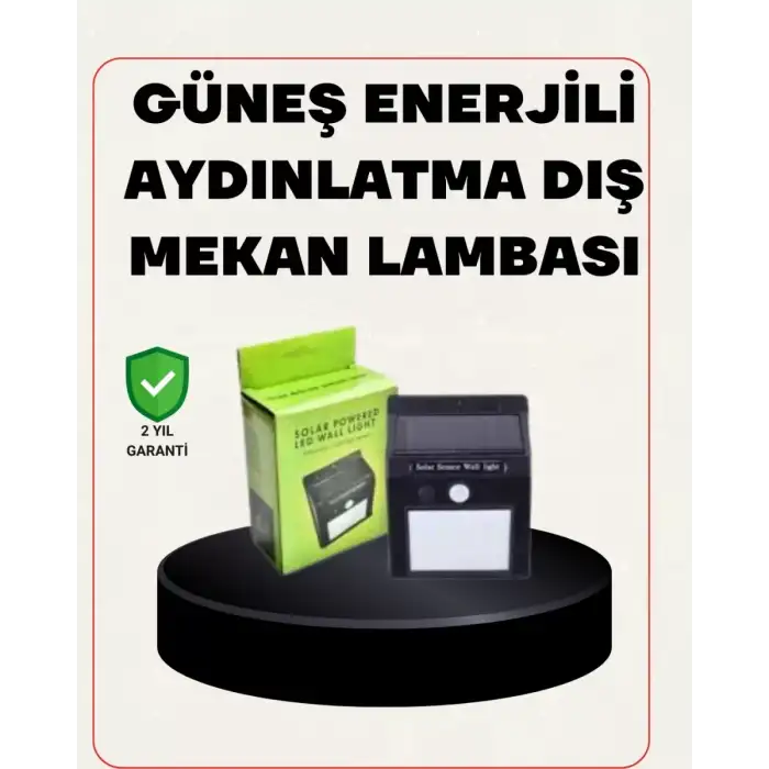AsilTech Bahçe ve Veranda İçin Güneş Paneli ile Otomatik Şarj Olan LED Duvar Lambası