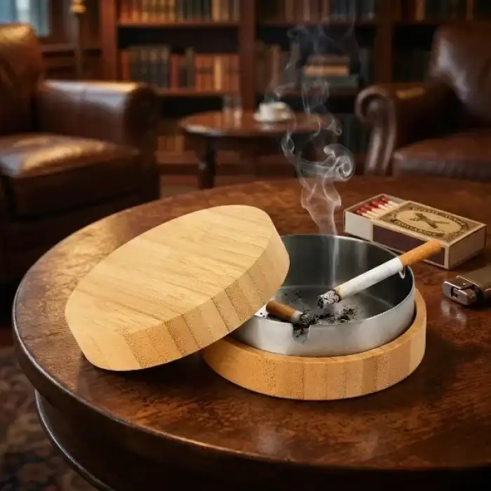 AsilTech Bambu Kapaklı Küllük