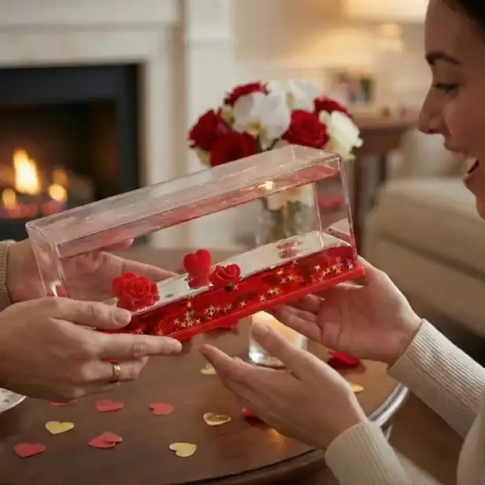 AsilTech Batmayan Kalpli Güllü Akvaryum Hediyelik