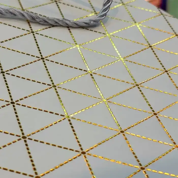 AsilTech Beyaz Geometrik Desenli Mini Boy Karton Hediye Çantası