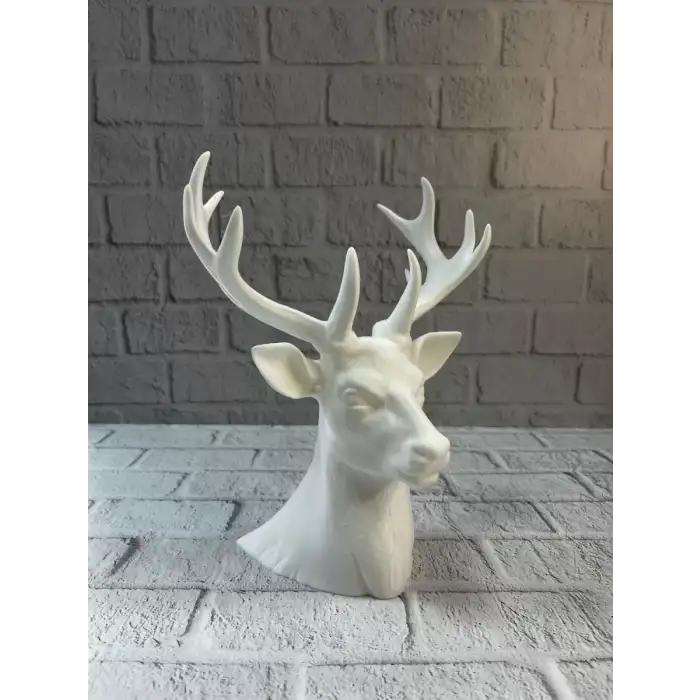 AsilTech Beyaz Geyik Biblo 23 cm Dekoratif Modern Tasarım