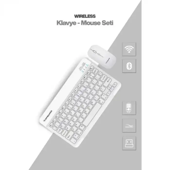 AsilTech Beyaz Kablosuz Klavye Ve Mouse Seti