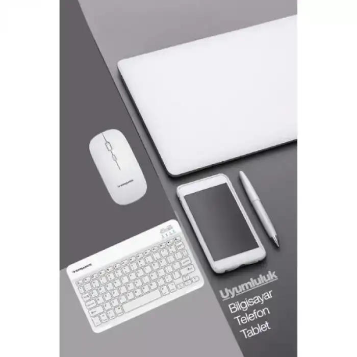 AsilTech Beyaz Kablosuz Klavye Ve Mouse Seti