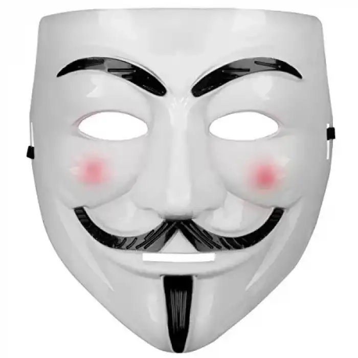 AsilTech Beyaz Pembe Yanaklı V For Vendetta Maskesi