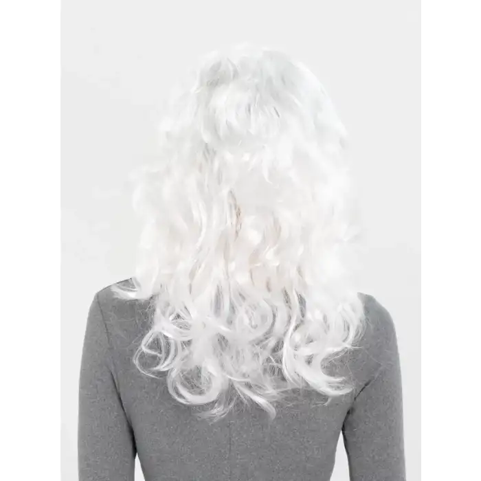 AsilTech Beyaz Renk Kahküllü Dalgalı Uzun Parti Peruğu