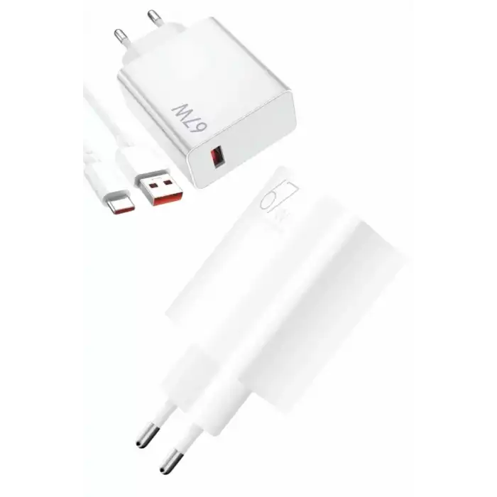 AsilTech Beyaz Ultra Plus Hızlı Şarj Seti Şarj Adaptörü ve Kablosu 67W