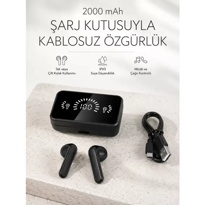 AsilTech Bluetooth 5.1 Destekli  bluetooth kulaklık – ANC ve Stereo Sesli