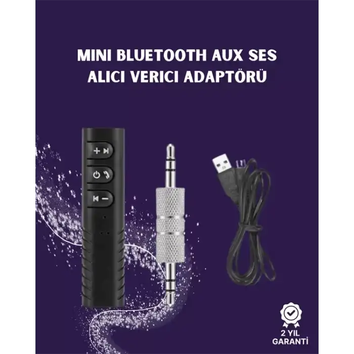 AsilTech Bluetooth AUX Adaptör | 3.5mm Ses Girişi İçin Kablosuz Dönüştürücü, 10m Menzil