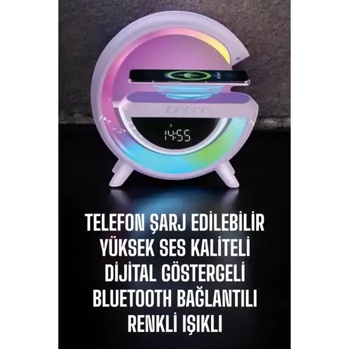 AsilTech Bluetooth Hoparlör 15W Kablosuz Hızlı Şarj LED Gece Lambası
