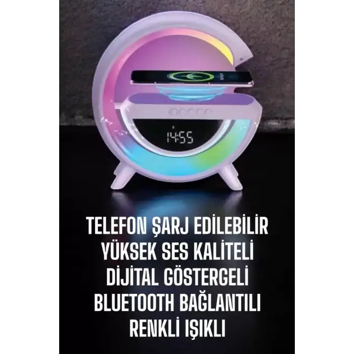 AsilTech Bluetooth Hoparlör 15W Kablosuz Hızlı Şarj LED Gece Lambası