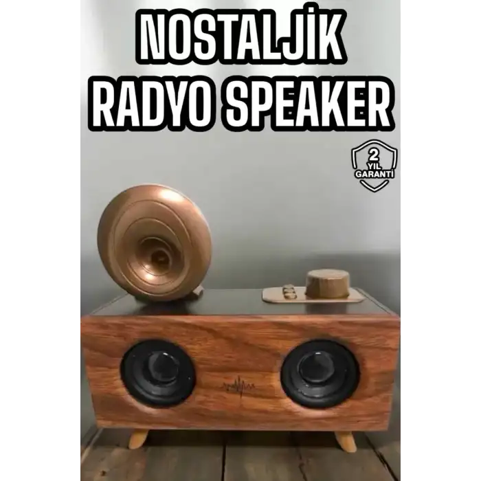 AsilTech Bluetooth Hoparlör Ahşap Klasik Retro Gramofon Bluetooth Müzik Kutusu