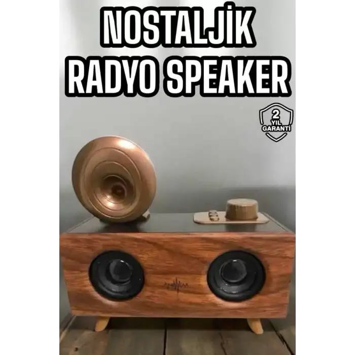 AsilTech Bluetooth Hoparlör Ahşap Klasik Retro Gramofon Bluetooth Müzik Kutusu