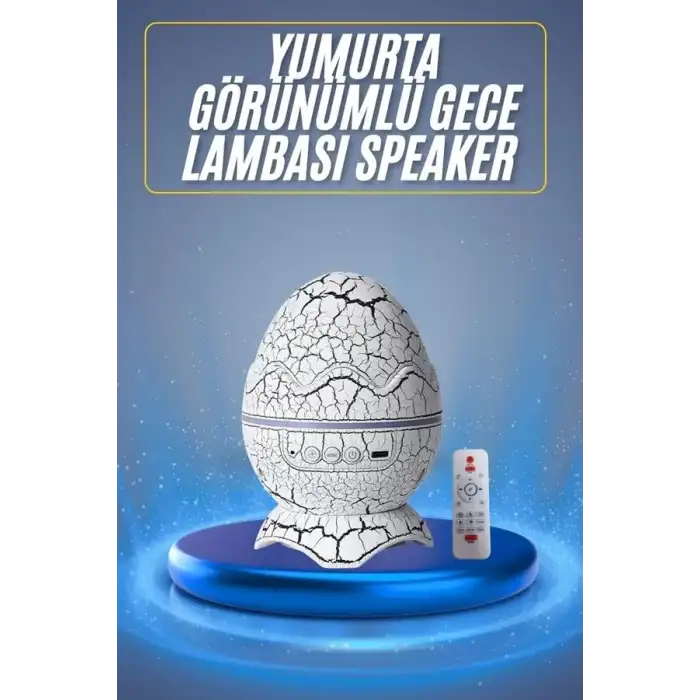 AsilTech Bluetooth Hoparlör Dinozor Yumurtası Gece Masa Lambası Projektör