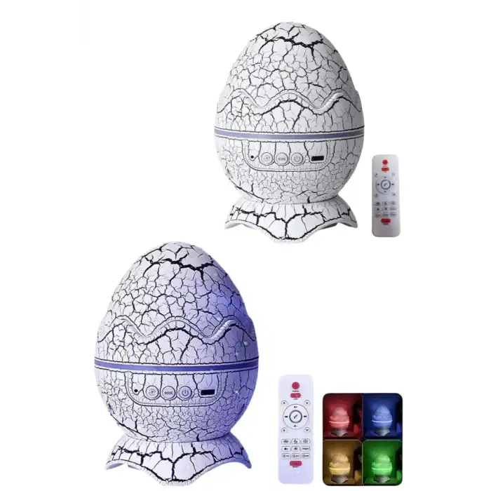 AsilTech Bluetooth Hoparlör Dinozor Yumurtası Gece Masa Lambası Projektör