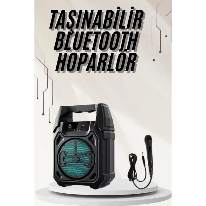 AsilTech Bluetooth Hoparlör Led Işıklı Taşınabilir Kablosuz Speaker Uzun Pil Ömrü