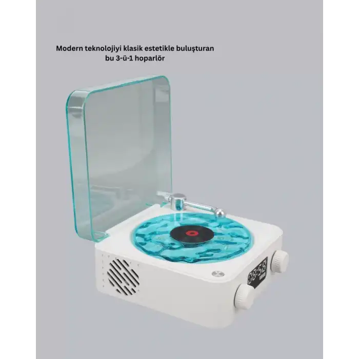 AsilTech Bluetooth Hoparlörlü Gece Lambası Dijital Saat Ekranlı Su Dalgası Efektli Dekoratif