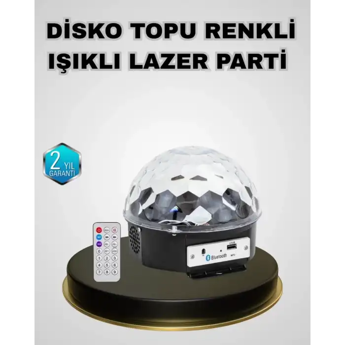AsilTech Bluetooth Hoparlörlü LED Disko Işığı Müzik Ritim Duyarlı ve Taşınabilir
