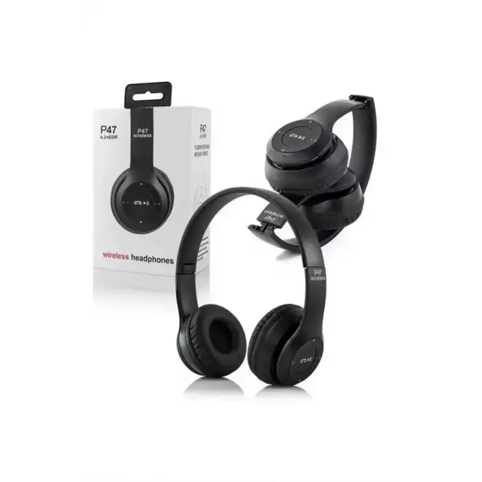 AsilTech Bluetooth Kablosuz Kulaklık Siyah Wireless 5.0 Kulak Üstü Uzun Pil Ömrü