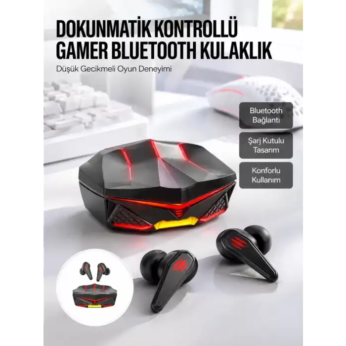 AsilTech Bluetooth Kulaklık HD Ses Kaliteli Işıklı Metal Kasa Ios Android Uyumlu Mikrofonlu Yeni Nesil