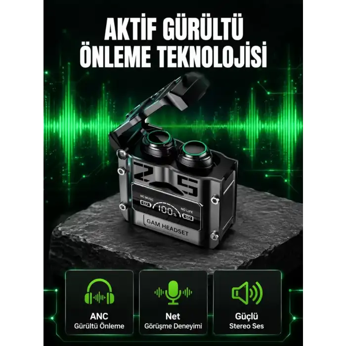 AsilTech Bluetooth Kulaklık Kablosuz ANC Gürültü Önleyici Stereo Ses Yeni Nesil