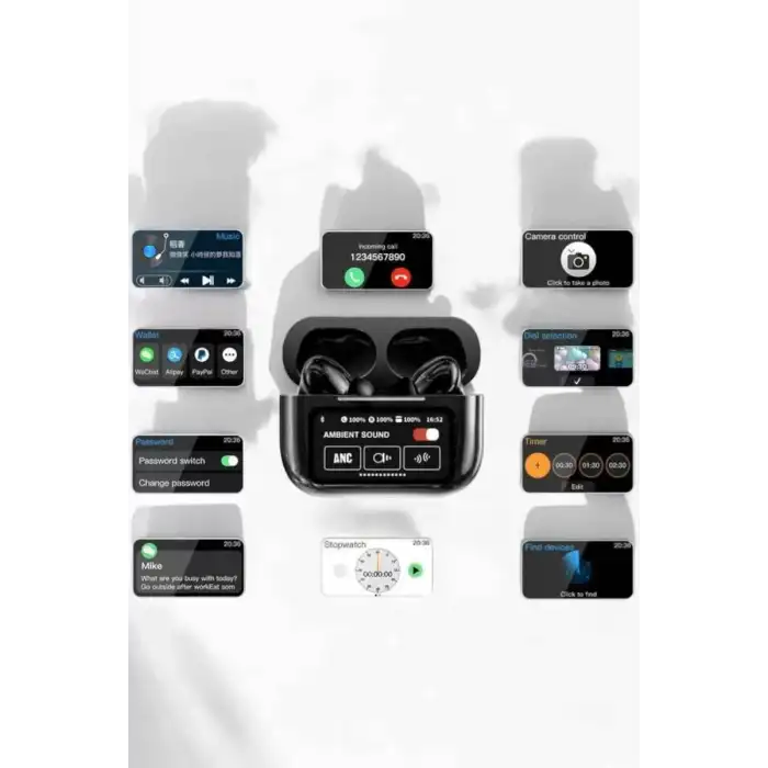 AsilTech Bluetooth Kulaklık Kablosuz Ekranlı ANC/ENC Destekli Dokunmatik