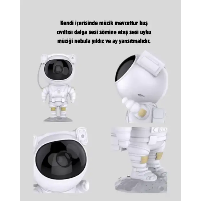AsilTech Bluetooth Müzikli Astronot Projeksiyon Lambası Yıldız ve Ay Efektli